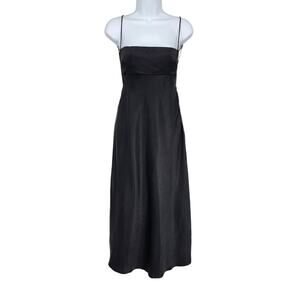 Saints + Secrets Black Square Neck Strappy Back Tie Side Zip Dress Size Small